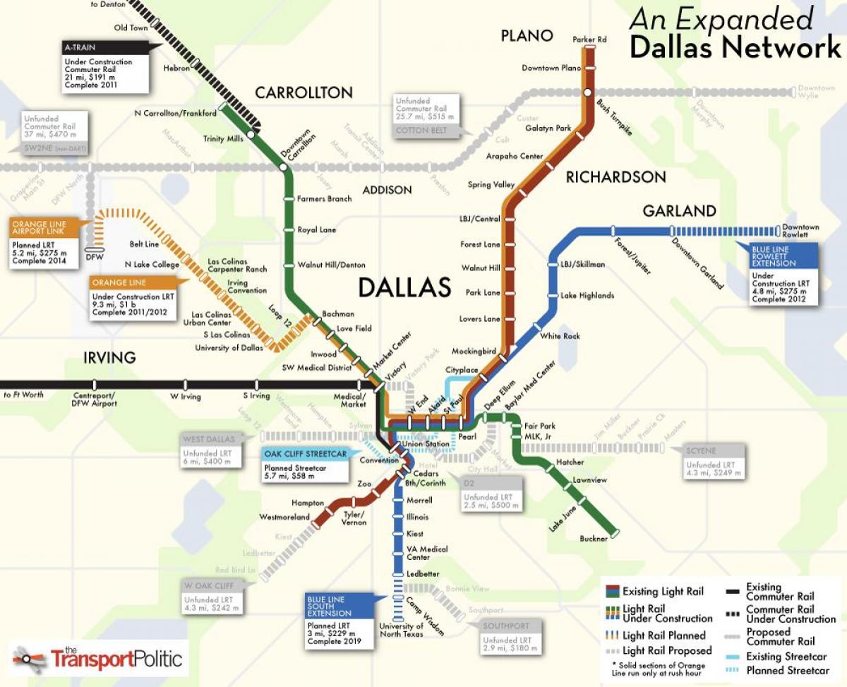 Dallas hệ thống tàu bản đồ