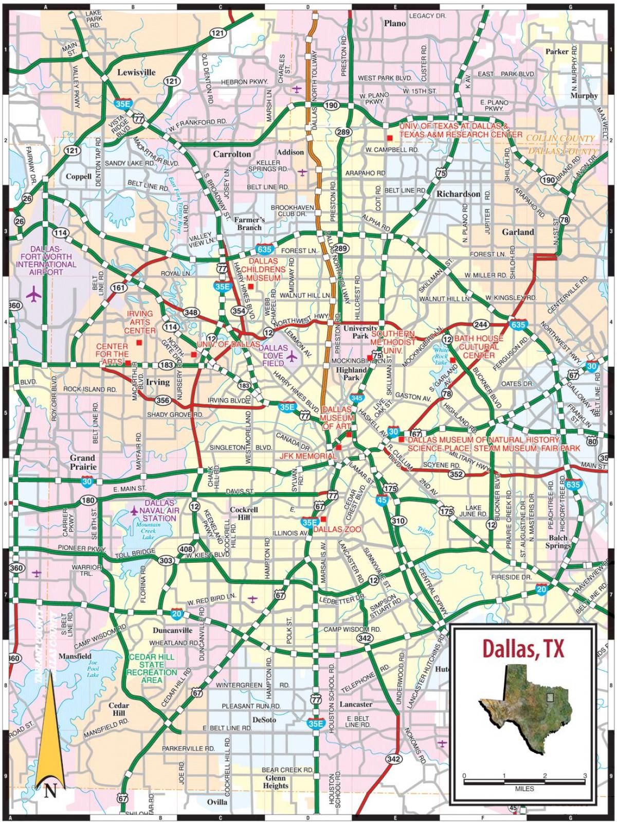 thành phố của Dallas bản đồ