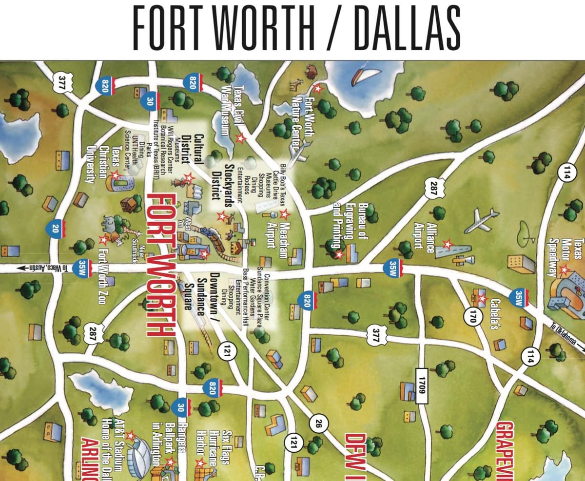 bản đồ của Dallas Fort Worth