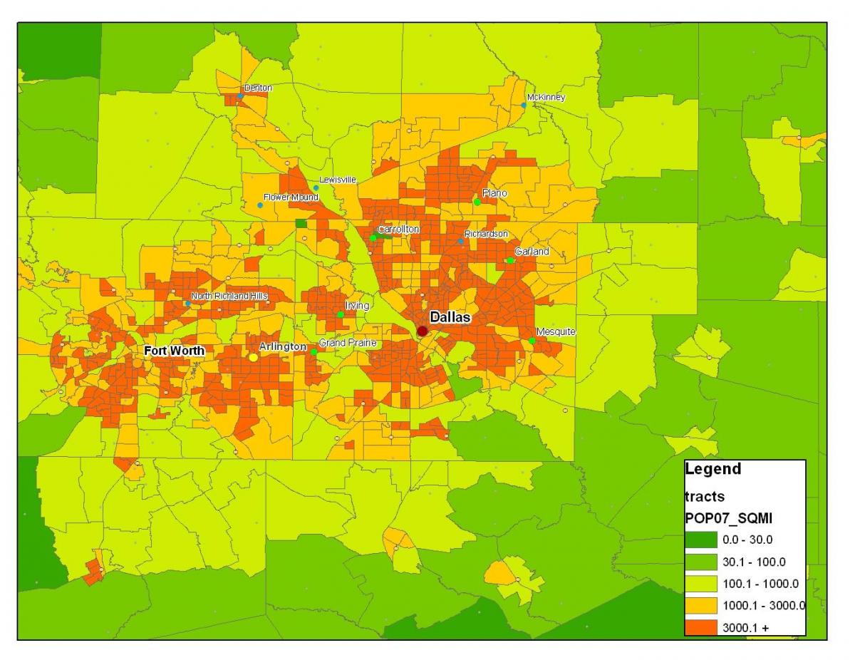bản đồ của Dallas metroplex
