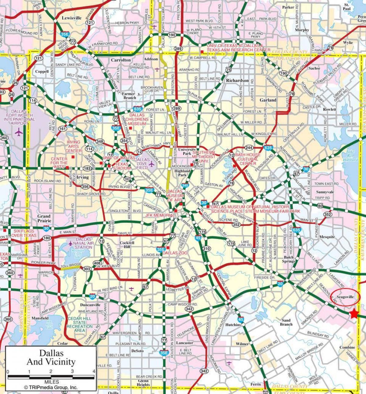 bản đồ của Dallas ngoại ô