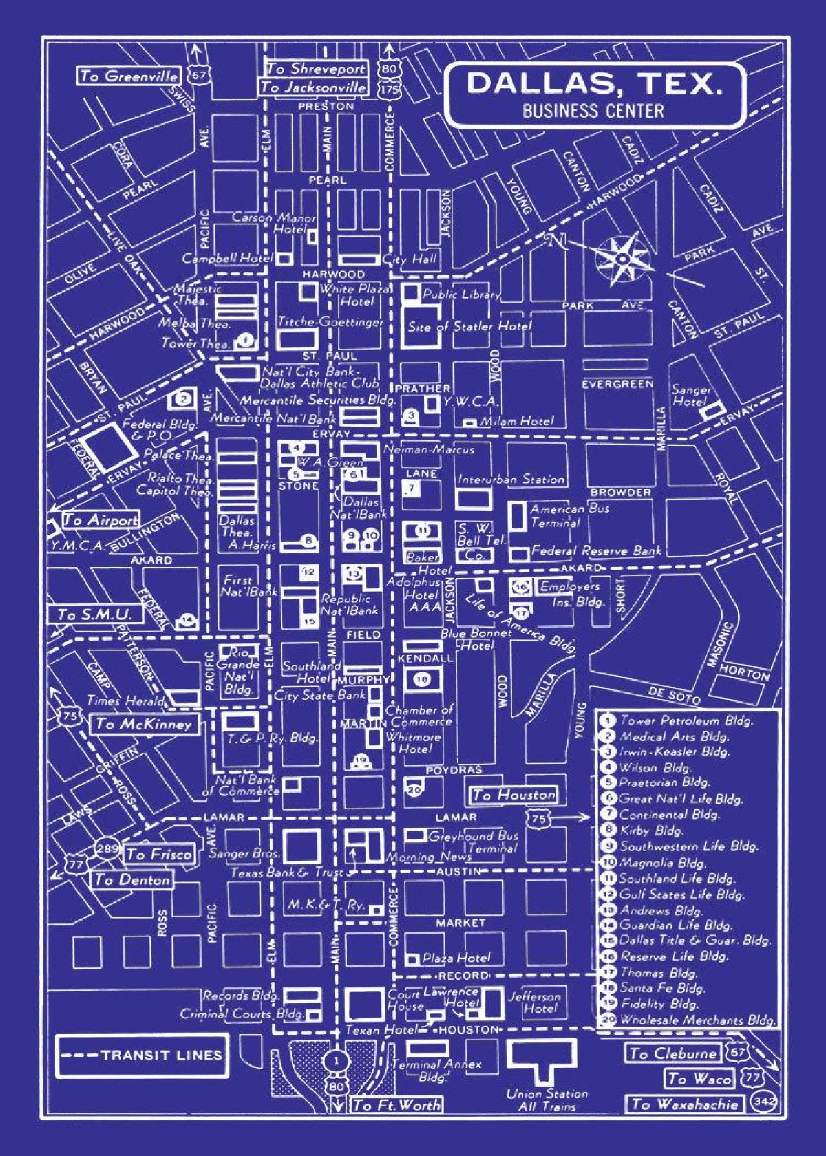 bản đồ của trung tâm Dallas