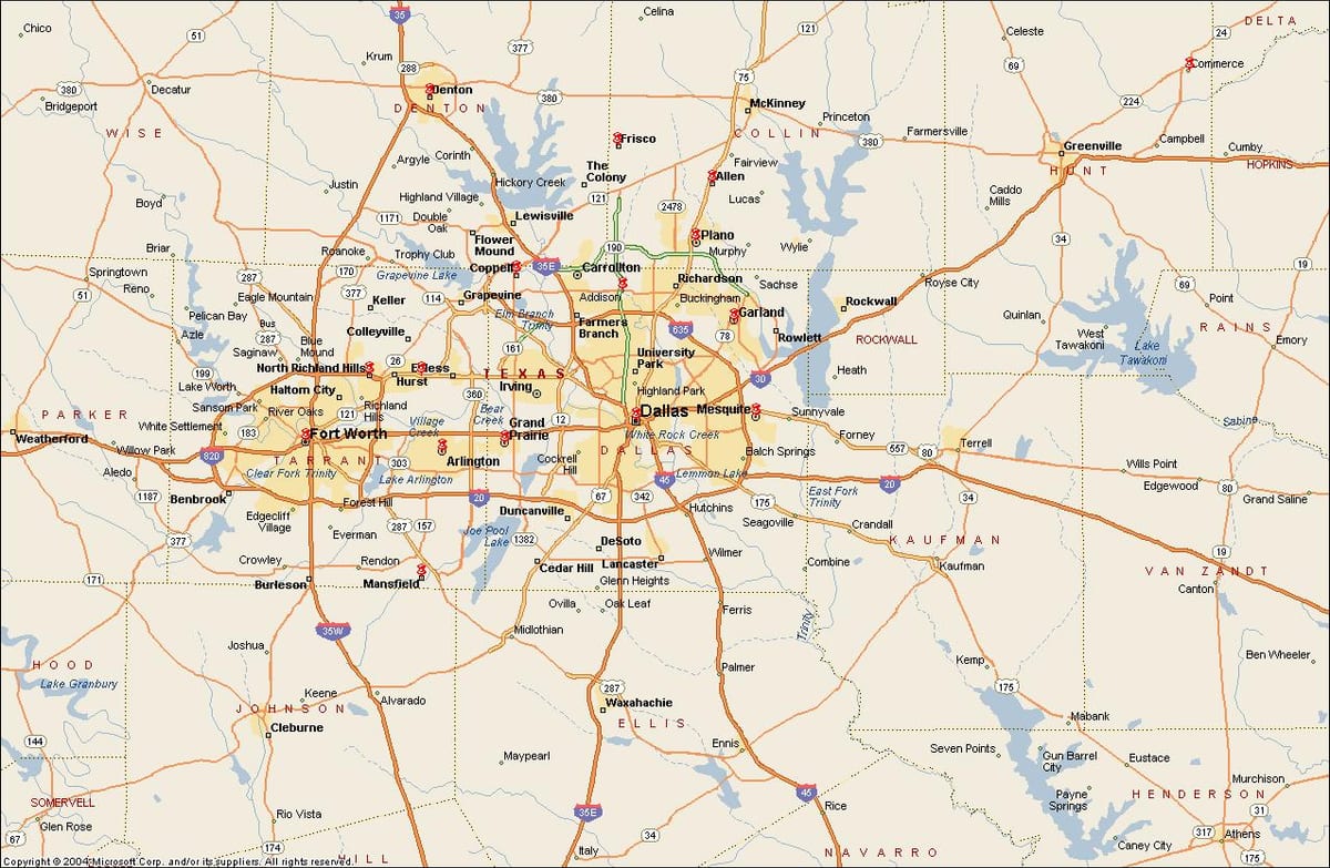 Dallas Fort Worth bản đồ