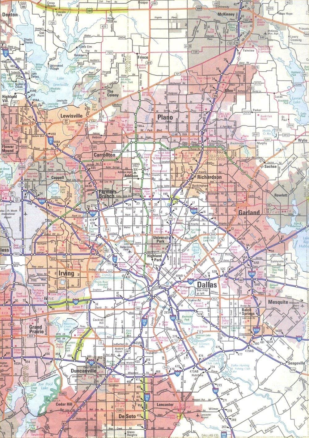 bản đồ của Dallas, Texas khu vực