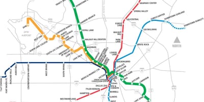 Dallas khu vực vận chuyển nhanh bản đồ